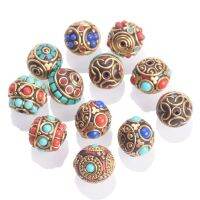 【CW】✘✾  1pcs Round 15mm 17mm Nepalese Tibetan Buddhist Metal Clay Loose Beads Jewelry Making