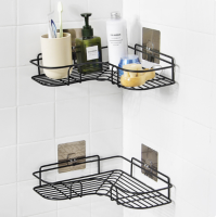 Bathroom Accessories Black White Bathroom Shelf Triangle Metal Shelf Storage Rack Punch-Free Firm Shower Kitchen Fitted Storage