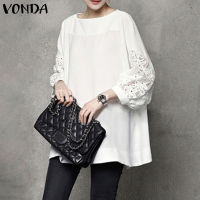 เสื้อแฟชั่นสำหรับผู้หญิง VONDA แขน3/4สีเดรสลูกไม้แพทช์เวิร์ก (ลำลองเกาหลี)