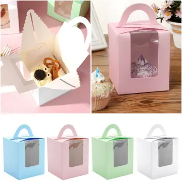 10Pcs Cat Head Puff Pastry Box Individual Cupcake Holder Clear