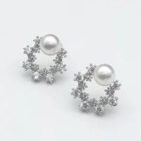 [COD] Diamond-encrusted ring pearl earrings female star same style fashion temperament factory direct approval