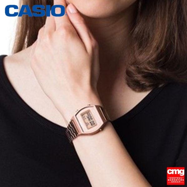 แท้100-ประกัน-1-ปี-นาฬิกา-casio-นาฬิกาข้อมือผู้หญิง-b640wc-5adf-สายสแตนเลสเคลือบทอง-จัดส่งพร้อมกล่องคู่มือใบประกันศูนย์cmg-1ปี