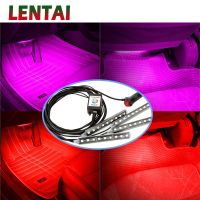 Lentai แถบโคมไฟสร้างบรรยากาศไฟ Led สำหรับรถยนต์1ชุดควบคุมโทรศัพท์สำหรับ Vw Golf 4 7 5 Mk4 Mazda 6 Cx 5 Cx 7 Peugeot 206 207 208