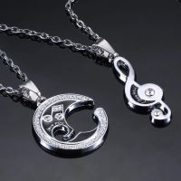 Rinhoo 2 Pcs Couple Necklace For Lover Girlfriend Gift Set Musical Note Valentine 39;s Day Necklace For Women Pendants Jewelry