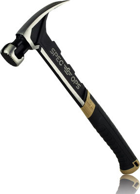 Spec Ops - SPEC-M22CF Tools Framing Hammer, 22 oz, Rip Claw, Milled Face, Shock-Absorbing Grip, 3% Donated to Veterans Black/Tan