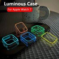 ㍿ Luminous przezroczyste miękkie etui do Apple Watch 7 Band 45mm 41mm fluorescencyjny kolorowy ekran do Apple Iwatch 7 akcesoria