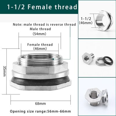 1ชิ้น1/2 "3/4" 1 "1-1/4" 1-1/2 "BSP เกลียวหญิง304สแตนเลสปลายบากท่อสำหรับถังน้ำอะแดปเตอร์พิพิธภัณฑ์สัตว์น้ำ Coupler วาล์วประปา