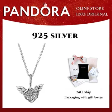 Dainty CZ Inlaid Crown Heart Angel Wings Necklace – ArtGalleryZen