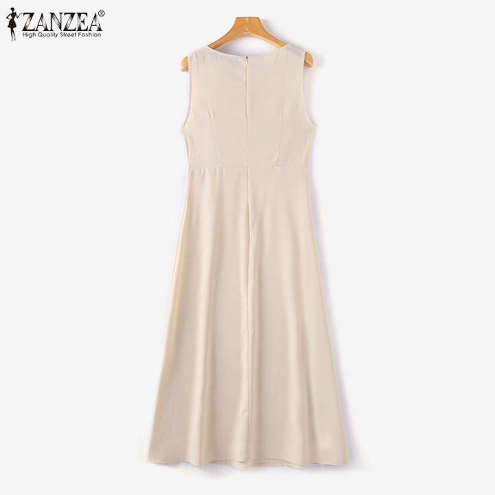 สินค้ามาใหม่-จัดส่งฟรี-fancystyle-zanzea-ชุดเดรสเข้ารูปแขนกุดสไตล์เกาหลีของผู้หญิงเที่ยวกลางคืนชุดเดรสมิดีเสื้อสายเดี่ยวสีพื้น-11