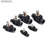 ✉ Black DSA 4 6 8 10 12MM OD Tube Flow control Throttle valve Pneumatic Fittings Pneumatic type speed control connector