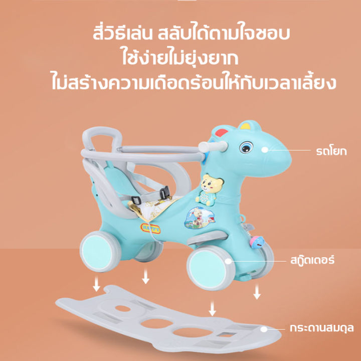 รั้วกั้นปลอดภัย-ม้าโยก-2in1-หมีดนตรีน้อย-ถอดฐานเป็นรถขาไถ-รถเข็นมีด้ามเข็น-พิเศษ-ของเล่นที่ถอดออกได้-วัสดุเกรดเด็ก-วัสดุแข็งแรง-ม้าโยกเด็ก-ของเล่นเด็ก-ม้าโยก