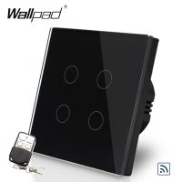 【✆HOT】 SCP MALL 4 Gang รีโมท110V-250V Wallpad กระจกเทมเปอร์ Touch 4 Gang RF433 UK รีโมทคอนโทรลพร้อมตัวควบคุม Remote Tombol ไร้สาย