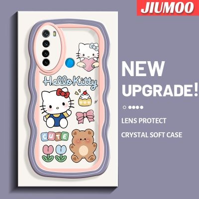 เคส JIUMOO สำหรับ Xiaomi Redmi Note 8 2021 Note 8T เคสนิ่มลาย Hello Kitty แฟชั่นเคสโทรศัพท์แบบใสเรียบง่ายลายการ์ตูนเลนส์กล้องถ่ายรูปป้องกันการกระแทกเคสซิลิโคนเคสใส
