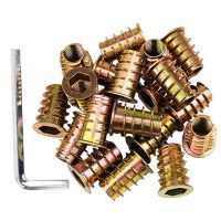 100Pcs M6 x 15mm Furniture Screw in Nut Threaded Wood Inserts Bolt Fastener Connector Hex Socket Drive