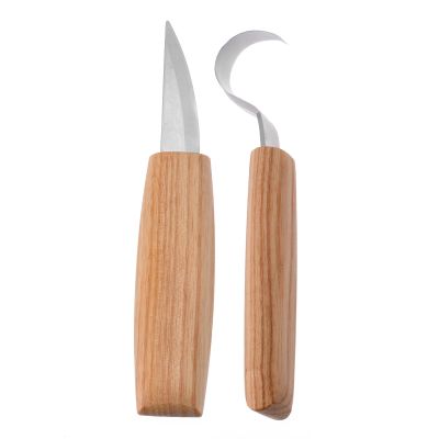 【YF】 1 Pair Wood Carving Peeling Cutter Curved HSS Chisel Wooden Flat Handle For Craft Processing
