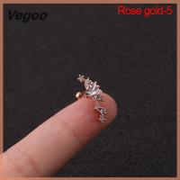 Vegoo ของขวัญคริสต์มาส Cz ต่างหูเจาะกระดูกอ่อนโค้งสแตนเลสเครื่องประดับ Tragus