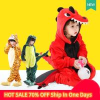 Winter Flannel Soft Warm Dinosaur Kigurumi Pajamas Animal Cartoon Boys Pyjamas For Girls Kids Child Sleepwear