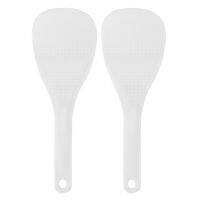 ☇✌○ A50I 2X Kitchen Dotted White Plastic Flat Rice Scoop Paddle Meal Spoon