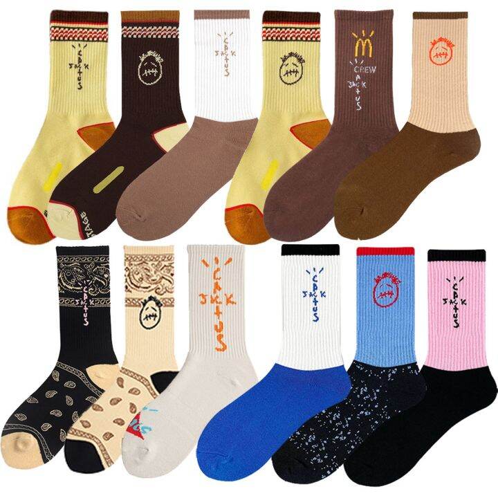 Sock shop] Men 39;s Sports Socks Cotton Travis Scott Cactus Jack Sock For  Women Street Style Hip Hop Calcetines Skateboard Cycl Running | Lazada PH
