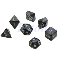 【CW】7Pcs ชุดสีดำลูกเต๋า D4 D6 D8 D10 D12 D20 Dungeons มังกร D D เกม RPG กำนัล gift gift gift gift Christmas Gift