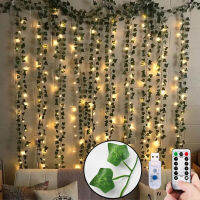 12pcs Room Decor พืชประดิษฐ์ที่สวยงาม LED Ivy Garland เถาวัลย์ใบไม้ปลอมแขวนอยู่สําหรับห้องนั่งเล่นตกแต่งห้องนอนที่บ้าน