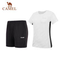 Camel ชุดกีฬาสตรีแขนสั้นแห้งเร็ว,ชุดป้องกันแสงแดด UPF50 + ระบายอากาศได้ดีจำนวน2ชิ้น