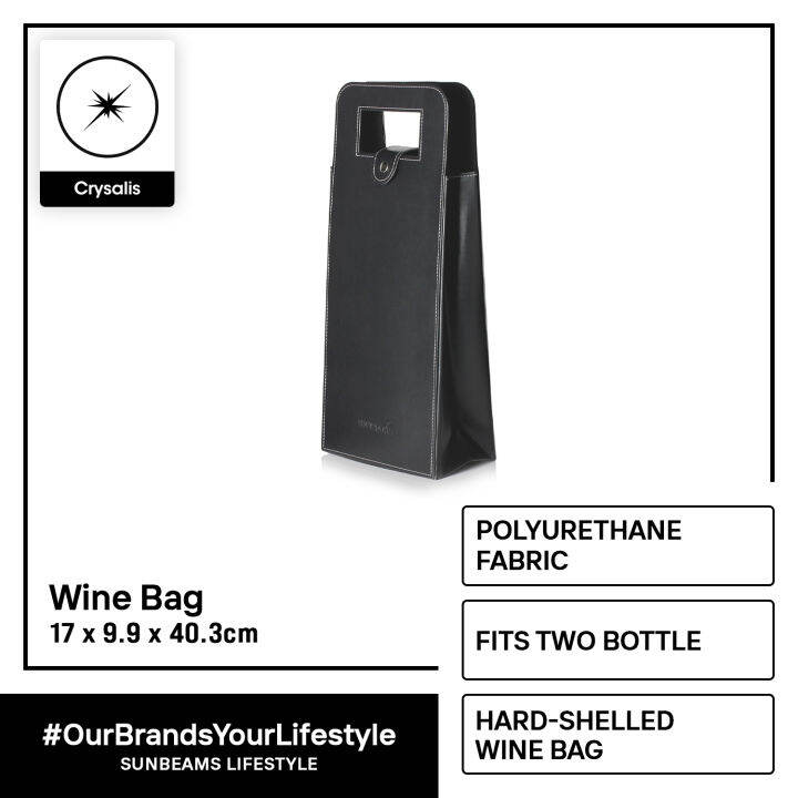 CRYSALIS Wine Bag w/ Handle for 2 Bottles of Wine Waterproof Stain