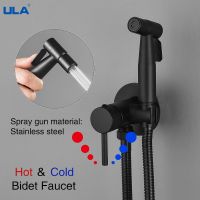 ULA Brass Bidet Faucet Sprayer Black Portable Toilet Bidet faucet Hot Cold Water Bathroom Mixer Shattaf Valve hygienic shower