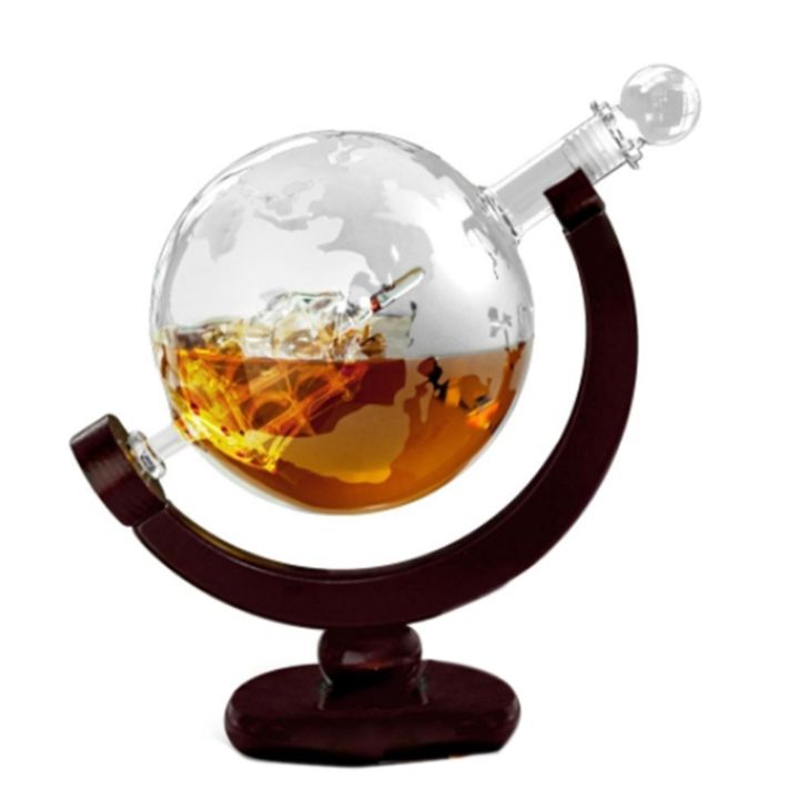 850ml-whiskey-decanter-antique-ship-whiskey-dispenser-for-liquor-bourbon-vodka-wine-glass-decanter-globe-with-wood-stand