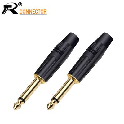 10pcs Luxury Smooth Black Audio Plug Connector 6.35mm Jack Mono Assembly Microphone Conector Black Red in 5pair