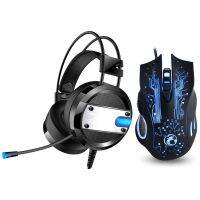 Cool LED Backlight Gaming Headphones Deep Bass Comfortable Computer Game Headset+5000DPI Pro Gaming Mouse Mice