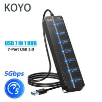 Adaptor USB Hub 3.0 USB Multi Splitter kecepatan tinggi 7 Port 4 Port Expander Hub Switch Extender kabel 100CM