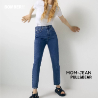 แบรนด์แท้ Pull&amp;bear กางเกงยีนส์ทรง mom ทรงคลาสิค มัม  เอวสูง ยีนส์ผ้าไม่ยืด