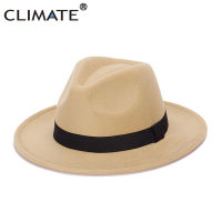 CLIMATE Women Jazz Fedora Cowboy Hat Ladies Jazz Hats for Woman Man Fedoras Cap Fashion Polyester Woolen Cap Hat Cowboy Fedora