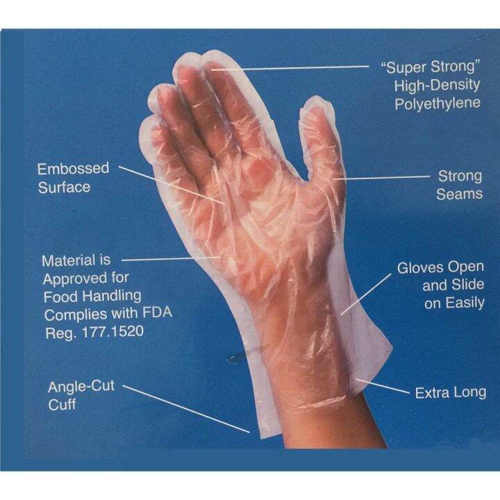 H&H 3294 100 Pcs Disposable Plastic Gloves Food Handling Safety Gloves