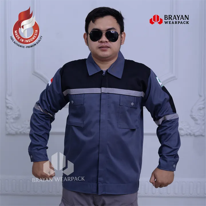 Baju Wearpack Safety Seragam Proyek K3 Atasan Abu Hitam Lazada Indonesia