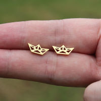 10pair Ear Studs Stainless Steel Jewelry Origami Boat Stud Earrings For Women Vintage Boucle D’oreille