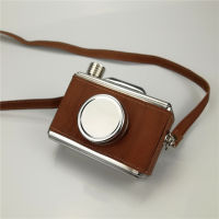 camera shape 11 oz Food safe Stainless Steel Hip Flask with wooden leather wrapped Alcohol Liquor Whiskey