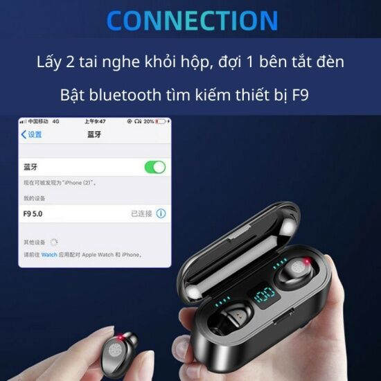 Tai nghe bluetooth amoi f9 bản pro quốc tế hỗ trợ mọi dòng máy - ảnh sản phẩm 6