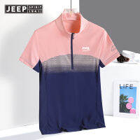 JEEP SPIRIT เสื้อยืดแขนสั้นสำหรับผู้หญิง,เสื้อยืดสั้นกีฬาคอแนวตั้งแห้งเร็วขนาดใหญ่ใส่กลางแจ้งแขนสั้นเสื้อยืดกอล์ฟ