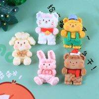 10 Pcs New Cute Mini Cartoon Bear Rabbit Little Sheep Flat Back Resin Cabochon DIY Jewelry Hairpin Craft Decoration Accessories