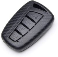 gthrrftdb Carbon Fiber Pattern 4 Buttons Keyless Entry Key Case Cover for Hyundai SantaFe/Equus/Azera/Genesis L110 Car Key Cover