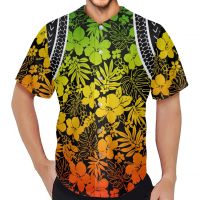 Baseball Jersey For Men Polynesian Tribal Hibiscus Print Button T-shirt Man Streetwear Gyms Uniforms Shirts Casual Tshirt