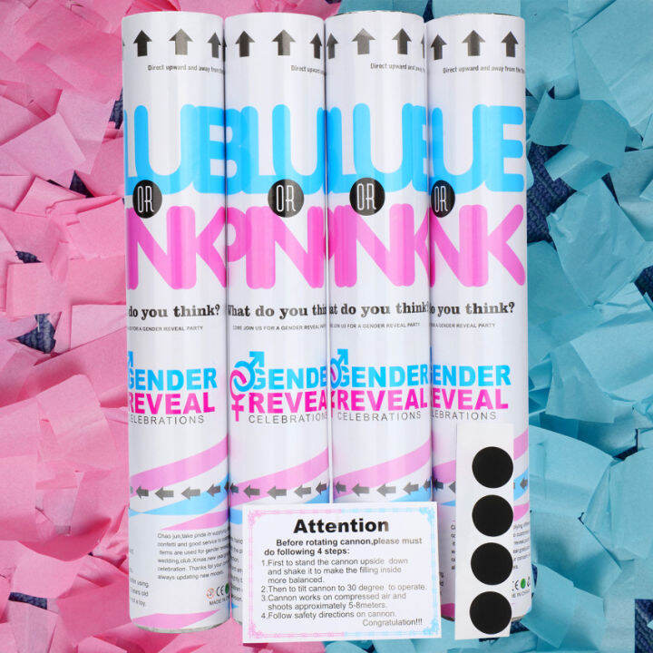 Gender Reveal Confetti Cannons，4 Pack 11.8 Inch Party Cannons With 100