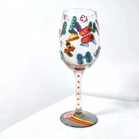 ต้นฉบับ Hengfeng original wine glass artificial hand painted glass crystal red glass goblet furnishing articles Christmas gift