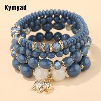 【hot】✾  Kymyad Fashion Elephant Stone Bangles Sets Set