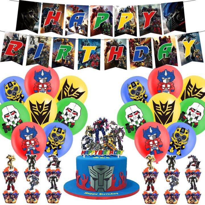 Transformers Birthday Party Supplies Banner Cake Topper Cupcake Toppers