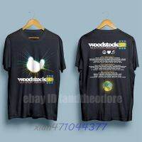 เสื้อยืดสีดำของผู้ชายลาย S-XXL เทศกาลดนตรีสันติภาพ2020 Woodstock