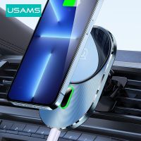 USAMS Magnetic Car Wireless Charger Mount Mobile Phone Holder 15W Fast Charging Charger in Car For iPhone 13 12 11 Pro Max Selfie Sticks