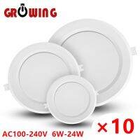ไฟดาวน์ไลท์แอลอีดีแบบดาวน์ไลท์แผงวงกลม AC110V ไฟดาวน์ไลท์ LED 6W-24W 10ชิ้น/ล็อต